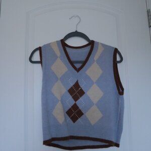 Blue & Brown Argyle Knit Vest 💙🤎